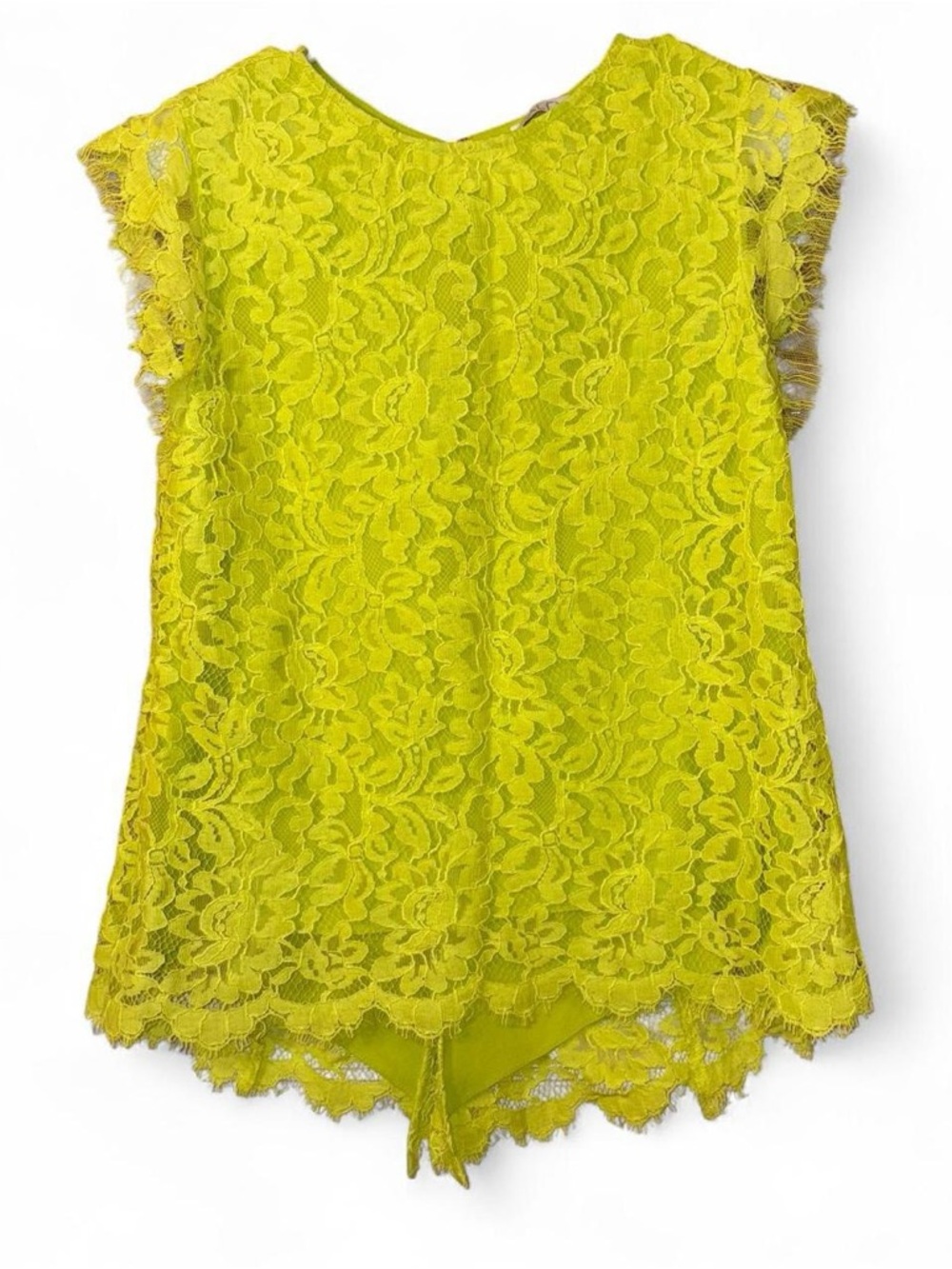 Alexis Neon Lime Lace Cap-Sleeve Top - Picture 2 of 8
